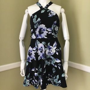Speechless Halter Floral Open Side Mini Dress